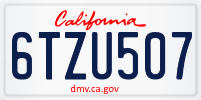 CA license plate 6TZU507