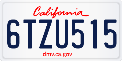 CA license plate 6TZU515