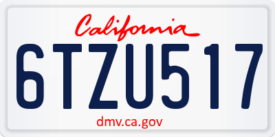 CA license plate 6TZU517