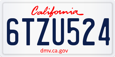 CA license plate 6TZU524