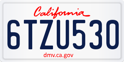 CA license plate 6TZU530