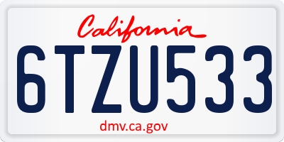 CA license plate 6TZU533