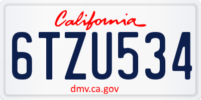 CA license plate 6TZU534
