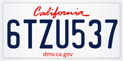 CA license plate 6TZU537