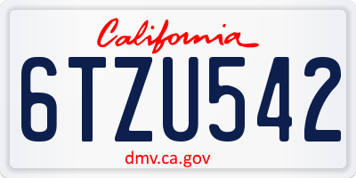 CA license plate 6TZU542