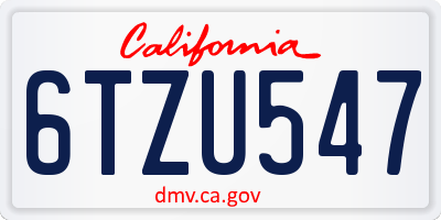 CA license plate 6TZU547