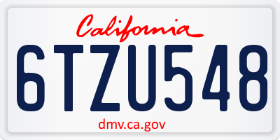 CA license plate 6TZU548