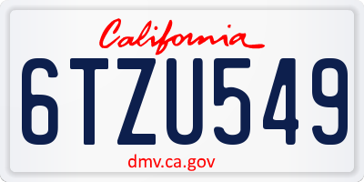 CA license plate 6TZU549