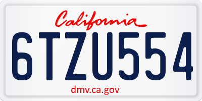 CA license plate 6TZU554