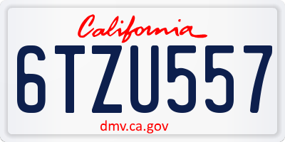 CA license plate 6TZU557