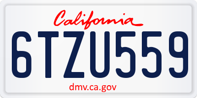 CA license plate 6TZU559