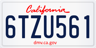 CA license plate 6TZU561