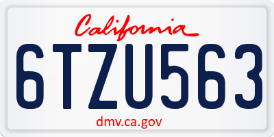 CA license plate 6TZU563