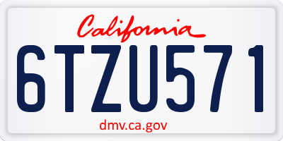 CA license plate 6TZU571