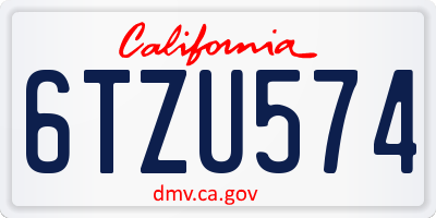 CA license plate 6TZU574