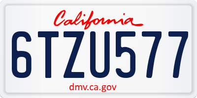 CA license plate 6TZU577