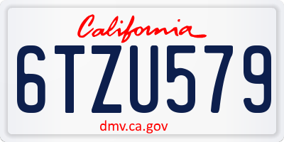 CA license plate 6TZU579