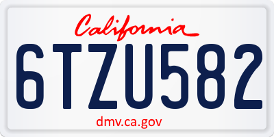 CA license plate 6TZU582