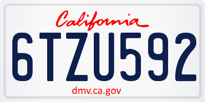 CA license plate 6TZU592