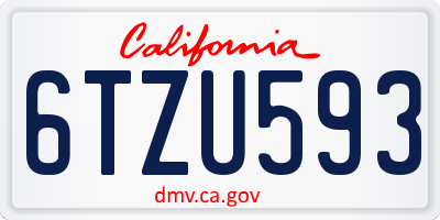 CA license plate 6TZU593