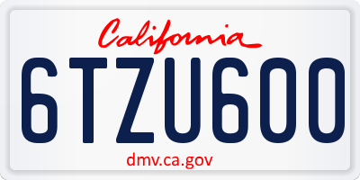 CA license plate 6TZU600