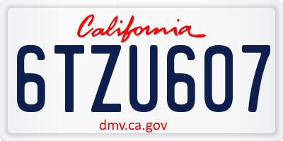 CA license plate 6TZU607