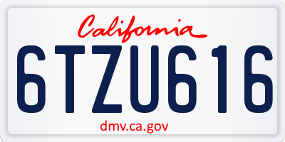 CA license plate 6TZU616