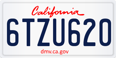 CA license plate 6TZU620