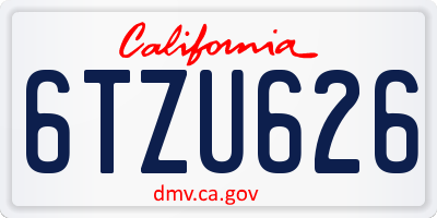 CA license plate 6TZU626