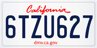 CA license plate 6TZU627