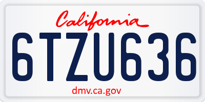 CA license plate 6TZU636