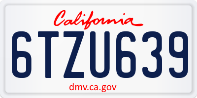 CA license plate 6TZU639