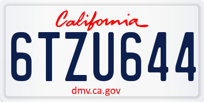 CA license plate 6TZU644