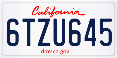 CA license plate 6TZU645