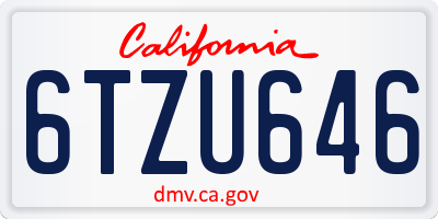 CA license plate 6TZU646