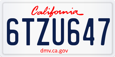 CA license plate 6TZU647