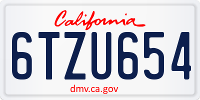 CA license plate 6TZU654