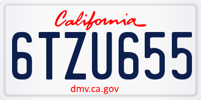 CA license plate 6TZU655