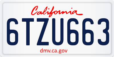 CA license plate 6TZU663