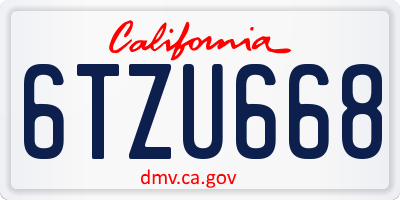 CA license plate 6TZU668