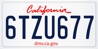 CA license plate 6TZU677