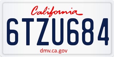 CA license plate 6TZU684