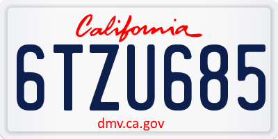 CA license plate 6TZU685