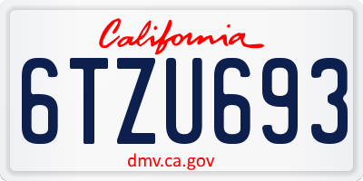 CA license plate 6TZU693
