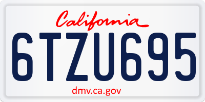 CA license plate 6TZU695