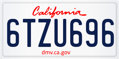CA license plate 6TZU696