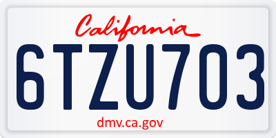 CA license plate 6TZU703