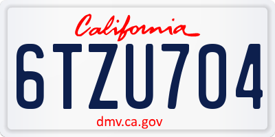 CA license plate 6TZU704