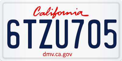 CA license plate 6TZU705