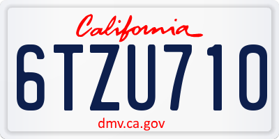 CA license plate 6TZU710